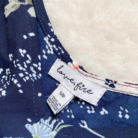 Love Fire, NWOT, Women's Floral Slip Dress, Adjustable Straps, Navy Blue, Size S - Picture 5 of 10